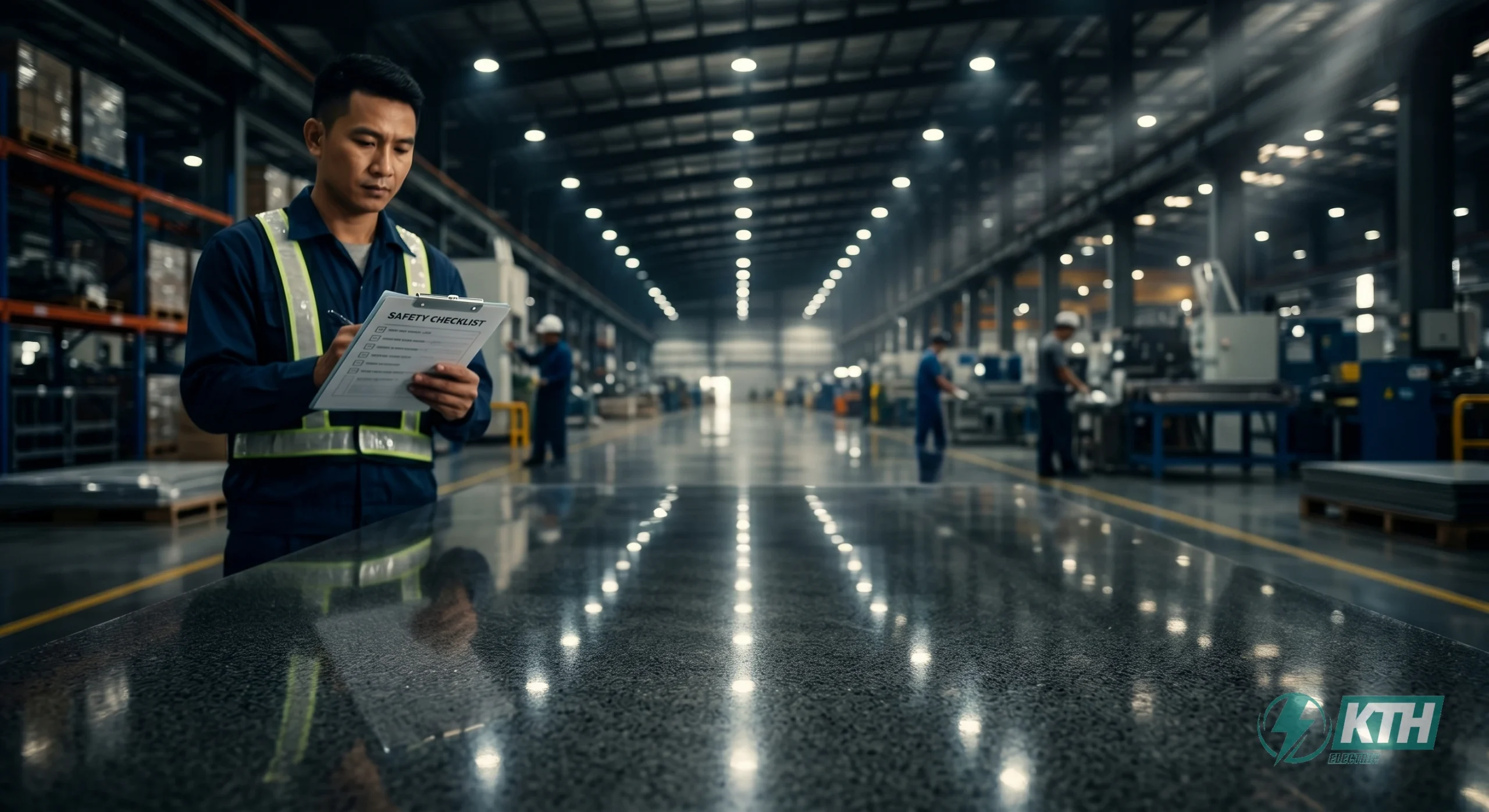 Kết quả nghiệm thu mặt bằng sáng bóng sau khi sử dụng dịch vụ chà sàn nhà xưởng trọn gói