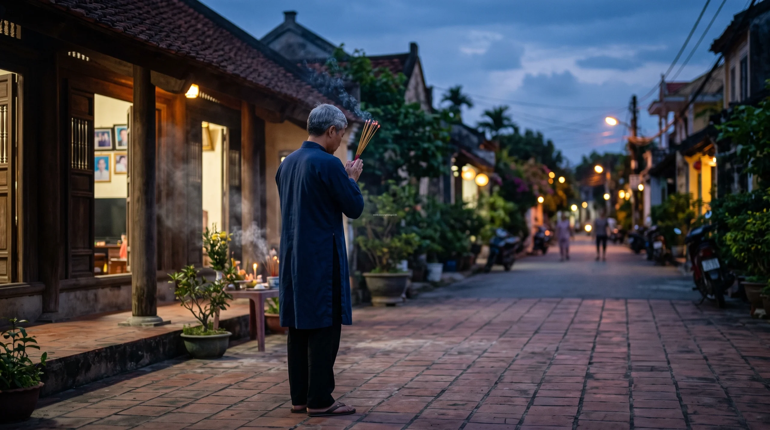 Hướng dẫn cách cúng rằm tháng 7 chuẩn: Gia chủ đứng quay lưng ra đường khi đọc bài cúng thí thực cô hồn.