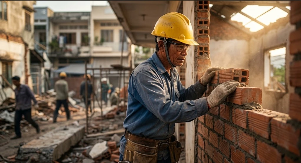 Báo Giá Sửa Chữa Nhà Quảng Ngãi Trọn Gói 2026 (Tiết Kiệm 50%) 4 Quy trình thi công phần thô, đập phá kết cấu và nâng tầng nhà ống an toàn bởi công ty xây dựng uy tín.