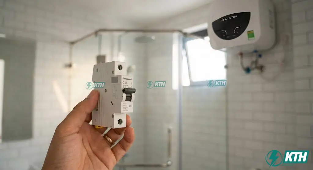 Cách chọn aptomat cho bình nóng lạnh 30L chống giật và quá tải phù hợp công suất 2500W.