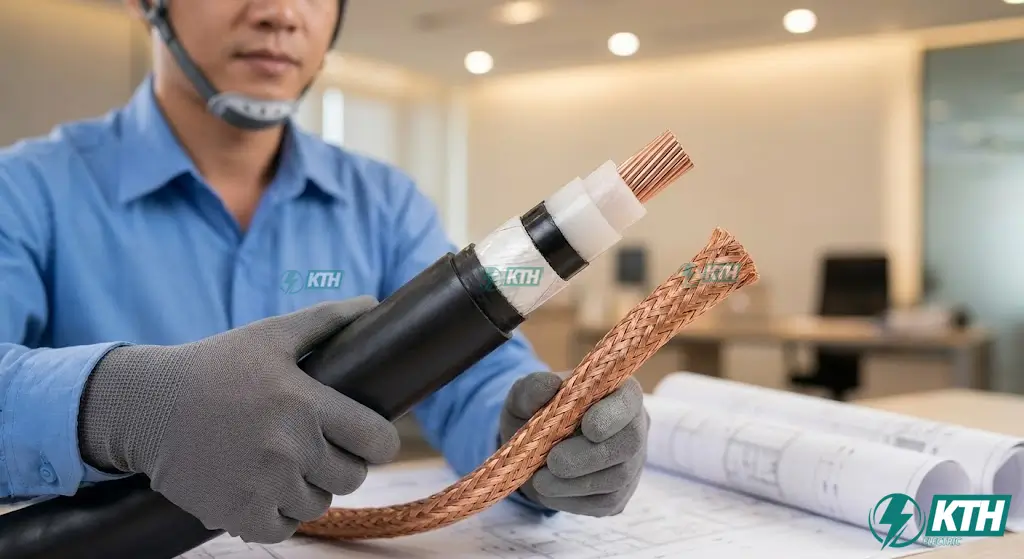 Cấu tạo cáp điện vỏ bọc XLPE chịu nhiệt và khớp nối mềm bằng đồng bện giúp chống lại tác động của biên độ nhiệt.