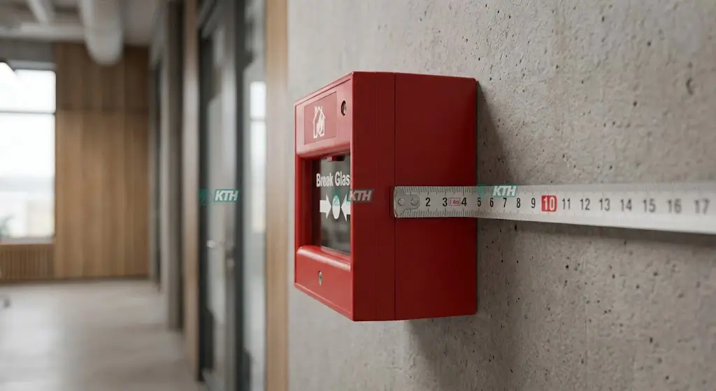 Vị trí và chiều cao lắp đặt nút ấn báo cháy khẩn cấp từ 1.25m đến 1.5m dễ dàng thao tác.