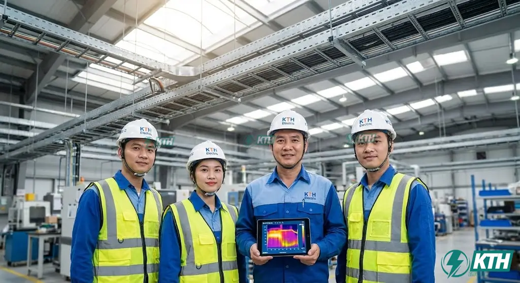 Đội ngũ kỹ sư chuyên gia cơ điện KTH Electric tư vấn giải pháp vật tư điện chịu nhiệt cho nhà máy công nghiệp.