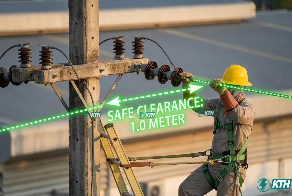 Khoảng cách an toàn phóng điện theo cấp điện áp quy định trong QCVN 01:2020/BCT.