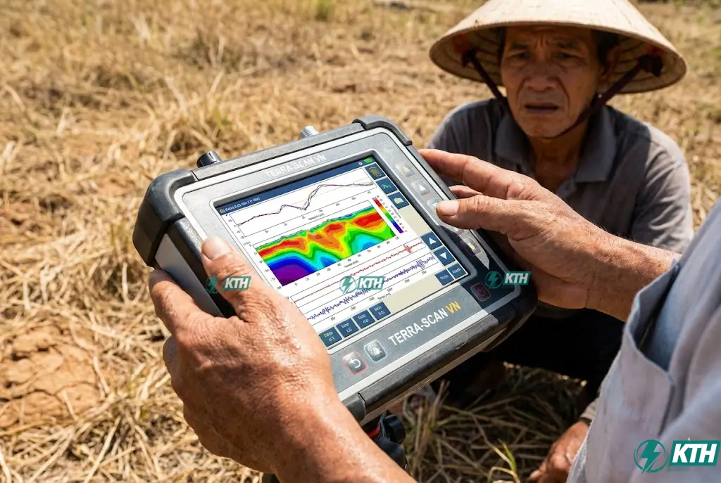 Dịch vụ thăm dò mạch nước ngầm bằng máy địa vật lý trước khi khoan giếng để đảm bảo có nước.