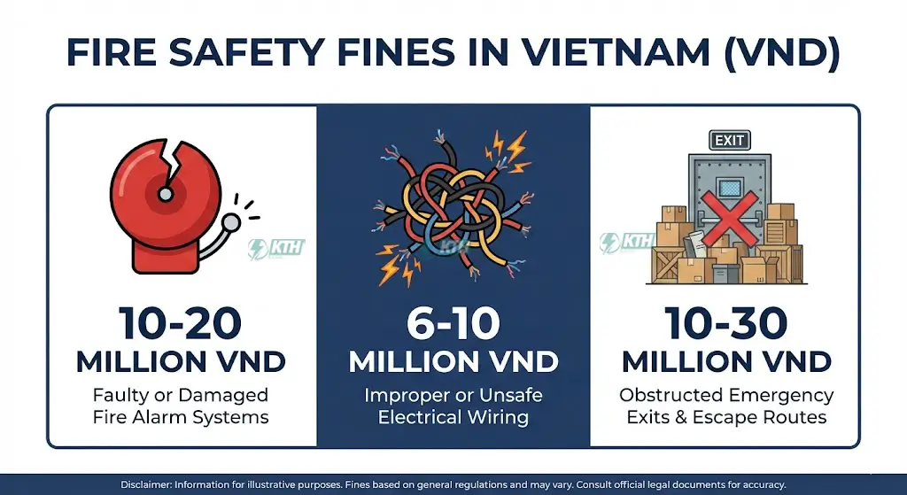 Infographic tổng hợp mức phạt vi phạm PCCC và an toàn điện theo Nghị định 144/2021/NĐ-CP mới nhất.