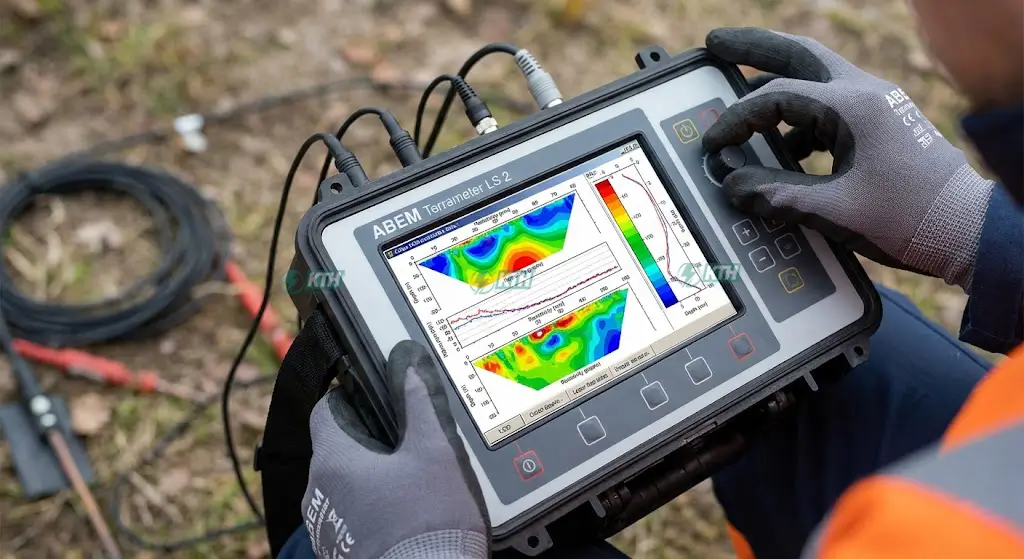 Máy dò nước ngầm địa vật lý đo điện trở suất đất đá chính xác 99%.