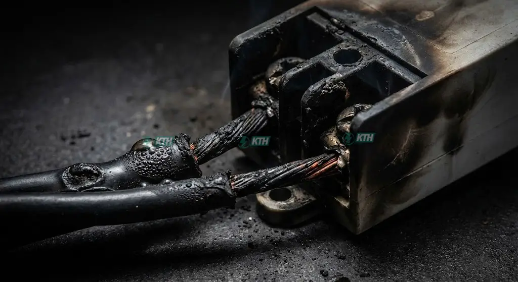 Hậu quả cháy dây điện và nổ tiếp điểm do tính sai công suất điện 3 pha.