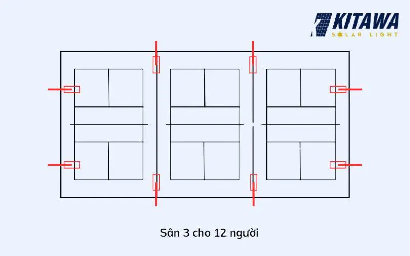 Sơ Đồ Bố Trí Đèn Sân Pickleball