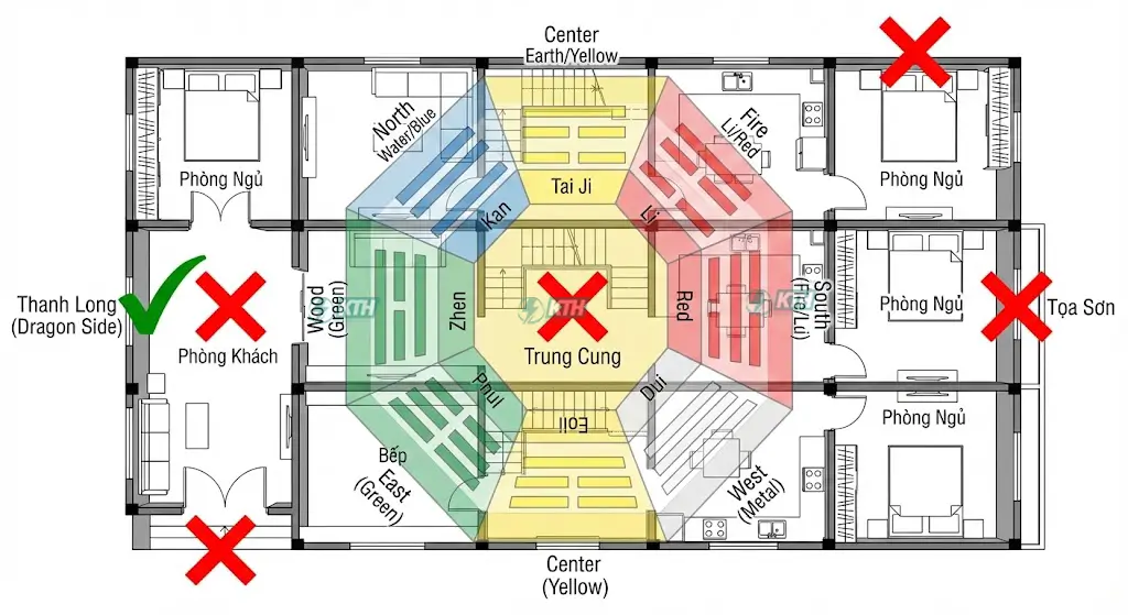 Sơ đồ mặt cắt địa tầng đất và vị trí mạch nước ngầm sạch an toàn tránh bể phốt.