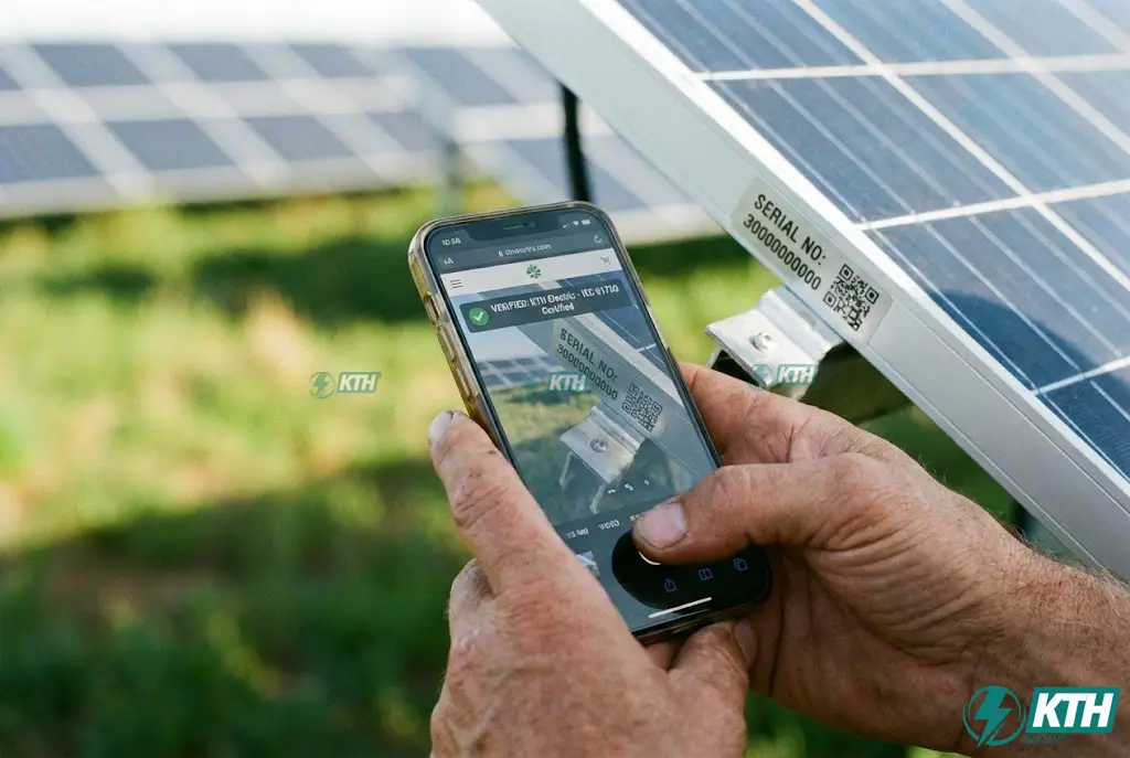 Hướng dẫn quét mã QR và tra cứu mã số chứng nhận IEC 61730 trên cơ sở dữ liệu trực tuyến để phân biệt hàng thật giả.