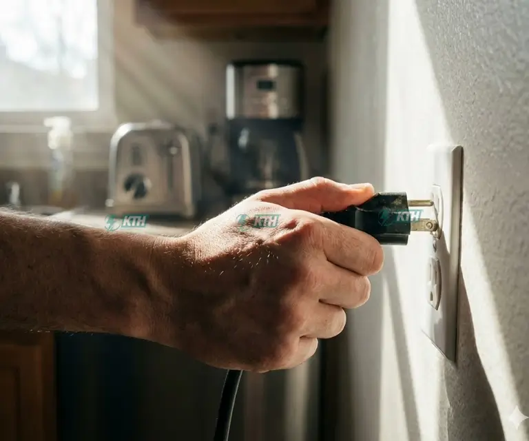 Hướng dẫn rút phích cắm các thiết bị công suất lớn để giải phóng tải trước khi bật lại Aptomat tổng.