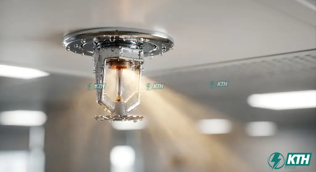 Đầu phun sprinkler tự động tyco quay xuống lắp đặt chuẩn TCVN 7336:2021 cho tòa nhà văn phòng cao tầng