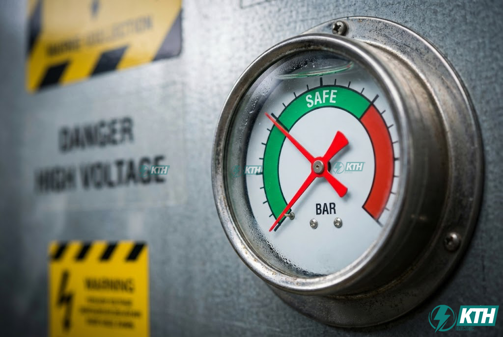 Tủ RMU 24kV: Cấu Tạo, Nguyên Lý & Hướng Dẫn Chọn (2026) 2 Đồng hồ đo áp suất khí SF6 trên tủ RMU chỉ vạch xanh đảm bảo tiêu chuẩn vận hành an toàn.