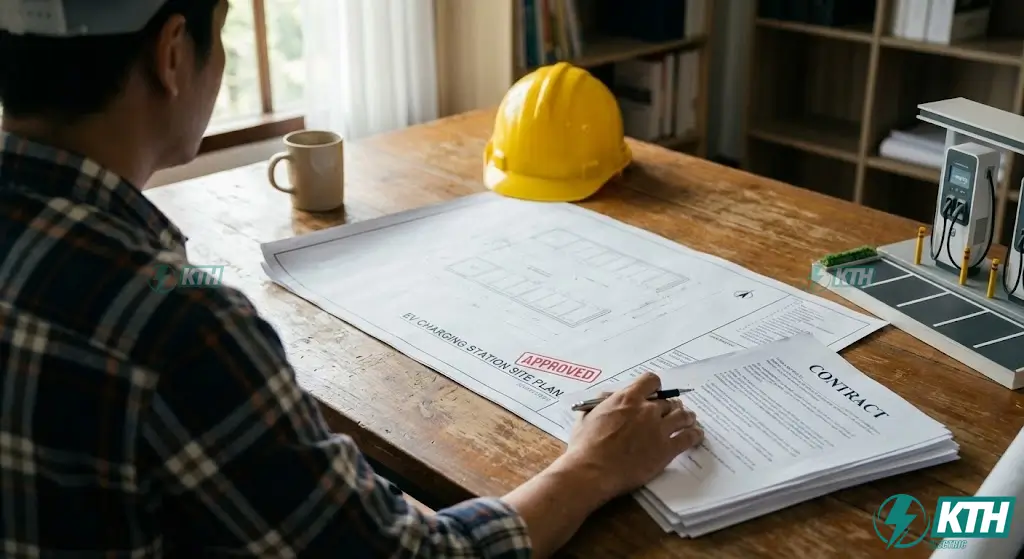 Hồ sơ xin giấy phép xây dựng và đăng ký kinh doanh trạm sạc xe điện thương mại chi tiết.