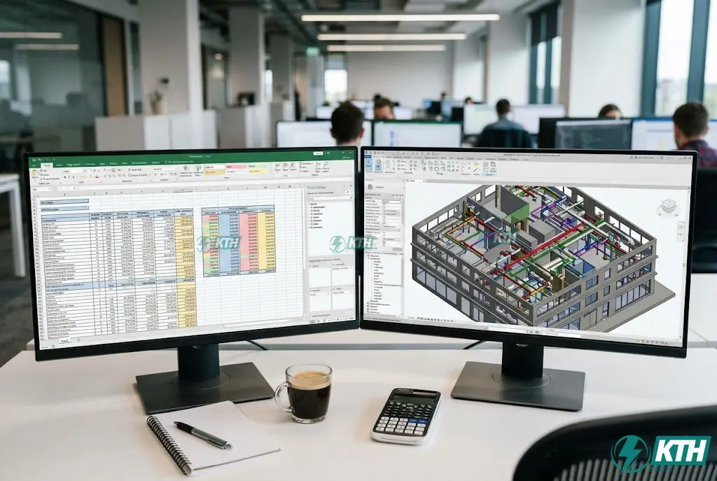 Các phần mềm công cụ không thể thiếu của kỹ sư QS: Excel nâng cao, phần mềm dự toán G8 và mô hình BIM/Revit.