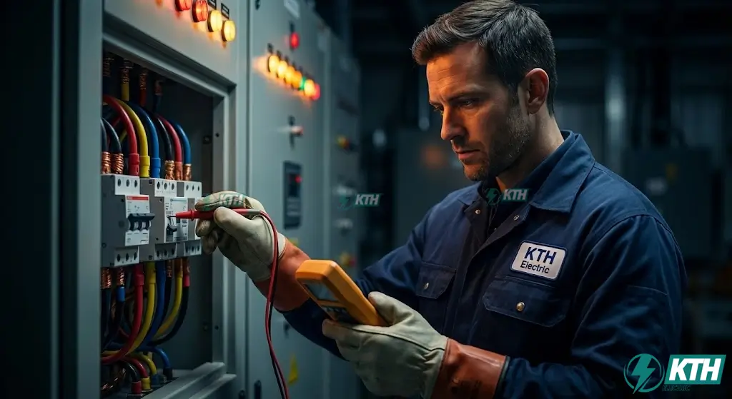 Kỹ sư KTH Electric nghiệm thu tủ điện phân phối và đo điện trở cách điện hệ thống MEP theo TCVN 9206:2012.