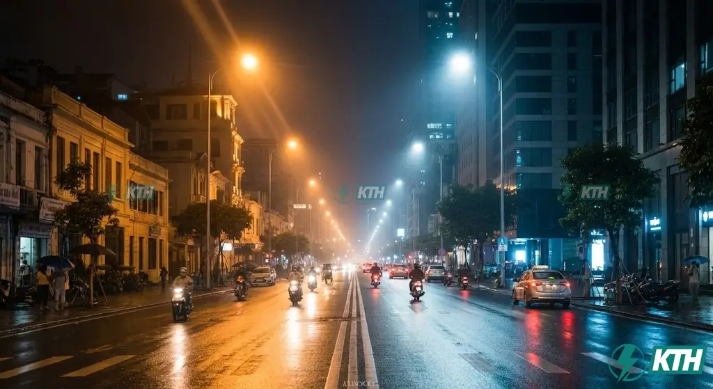 So sánh hiệu quả chiếu sáng đường phố giữa đèn cao áp Sodium và đèn LED theo tiêu chuẩn TCVN 259:2001.