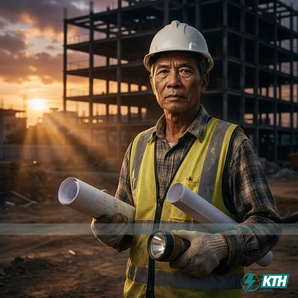 Kỹ sư kiểm định xây dựng KTH Electric đang khảo sát hiện trường công trình tòa nhà văn phòng tại TP.HCM.