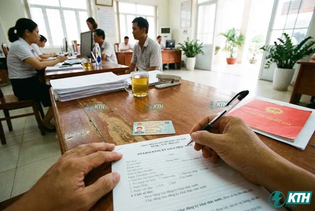 Mẫu tờ khai đăng ký công trình khai thác nước dưới đất tại UBND xã phường mới nhất 2026.