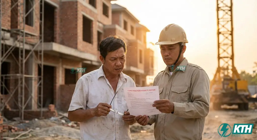 Chủ nhà bị thanh tra lập biên bản xử phạt vi phạm hành chính xây dựng theo nghị định 16/2022/NĐ-CP với mức phạt tăng cao.